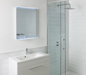 LED badkamerspiegel 70x70cm met aan/uit touch sensor, spiegelverwarming en digitale klok - Spey Eastbrook LED badkamerspiegel 70x70cm met aan/uit touch sensor, spiegelverwarming en digitale klok - Spey Eastbrook