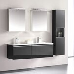 Badkamermeubelset wastafelmeubel incl. spiegel 140x45x48cm Donker grijs - Milano ME-1400-1 STONEART Badkamermeubelset wastafelmeubel incl. spiegel 140x45x48cm Donker grijs - Milano ME-1400-1 STONEART
