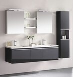 Badkamermeubelset wastafelmeubel incl. spiegel 160x45x48cm Donker grijs - Milano ME-1600-1 STONEART Badkamermeubelset wastafelmeubel incl. spiegel 160x45x48cm Donker grijs - Milano ME-1600-1 STONEART