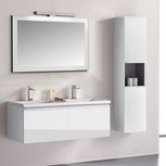 Badkamermeubelset wastafelmeubel incl. spiegel 120x45x48cm Wit - Milano ME-1200 STONEART Badkamermeubelset wastafelmeubel incl. spiegel 120x45x48cm Wit - Milano ME-1200 STONEART