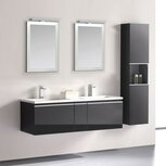 Badkamermeubelset wastafelmeubel incl. spiegel 140x45x48cm Donker grijs - Milano ME-1400 STONEART Badkamermeubelset wastafelmeubel incl. spiegel 140x45x48cm Donker grijs - Milano ME-1400 STONEART