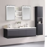Badkamermeubelset wastafelmeubel incl. spiegel 160x45x48cm Donker grijs - Milano ME-1600 STONEART Badkamermeubelset wastafelmeubel incl. spiegel 160x45x48cm Donker grijs - Milano ME-1600 STONEART