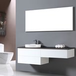 Badkamermeubelset wit (zwart werkblad) 160x47cm incl. waskom en LED badkamerspiegel - Toscane TC1601 EAGO Badkamermeubelset wit (zwart werkblad) 160x47cm incl. waskom en LED badkamerspiegel - Toscane TC1601 EAGO