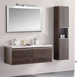 Badkamermeubelset wastafelmeubel incl. spiegel 120x45x48cm Donker eiken - Milano ME-1200 STONEART Badkamermeubelset wastafelmeubel incl. spiegel 120x45x48cm Donker eiken - Milano ME-1200 STONEART