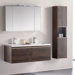 Badkamermeubelset wastafelmeubel incl. spiegel 120x45x48cm donker eiken - Milano ME-1200pro-2 STONEART Badkamermeubelset wastafelmeubel incl. spiegel 120x45x48cm donker eiken - Milano ME-1200pro-2 STONEART
