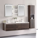 Badkamermeubelset wastafelmeubel incl. spiegel 160x45x48cm Donker eiken - Milano ME-1600 STONEART Badkamermeubelset wastafelmeubel incl. spiegel 160x45x48cm Donker eiken - Milano ME-1600 STONEART