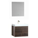 Wastafelmeubel donker eiken 60x56 inclusief wastafel en LED badkamer spiegel met verlichting - BU-0601 Brugge Wastafelmeubel donker eiken 60x56 inclusief wastafel en LED badkamer spiegel met verlichting - BU-0601 Brugge
