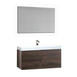 Wastafelmeubelset donker eiken 90x56 inclusief wastafel en led spiegel - BU-0901 Brugge Wastafelmeubelset donker eiken 90x56 inclusief wastafel en led spiegel - BU-0901 Brugge