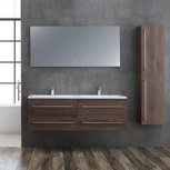 Badkamermeubelset houtkleur donker eiken 150cm breed incl. spiegel - San Marino SA-1500 StoneArt Badkamermeubelset houtkleur donker eiken 150cm breed incl. spiegel - San Marino SA-1500 StoneArt