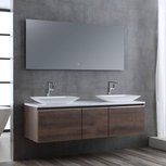 Badkamermeubelset wastafelmeubel incl. spiegel 160x45x48cm Donker eiken - Milano ME-1600pro-1 STONEART Badkamermeubelset wastafelmeubel incl. spiegel 160x45x48cm Donker eiken - Milano ME-1600pro-1 STONEART