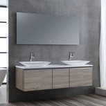 Badkamermeubelset wastafelmeubel incl. spiegel 160x45x48cm licht eiken - Milano ME-1600pro-1 STONEART Badkamermeubelset wastafelmeubel incl. spiegel 160x45x48cm licht eiken - Milano ME-1600pro-1 STONEART