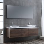 Badkamermeubelset wastafelmeubel incl. spiegel 160x45x48cm Donker eiken - Milano ME-1600pro-2 STONEART Badkamermeubelset wastafelmeubel incl. spiegel 160x45x48cm Donker eiken - Milano ME-1600pro-2 STONEART