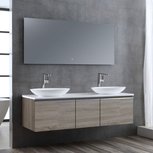 Badkamermeubelset wastafelmeubel incl. spiegel 160x45x48cm licht eiken - Milano ME-1600pro-3 STONEART Badkamermeubelset wastafelmeubel incl. spiegel 160x45x48cm licht eiken - Milano ME-1600pro-3 STONEART
