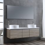 Badkamermeubelset wastafelmeubel incl. spiegel 160x45x48cm licht eiken - Milano ME-1600pro-6 STONEART Badkamermeubelset wastafelmeubel incl. spiegel 160x45x48cm licht eiken - Milano ME-1600pro-6 STONEART