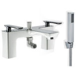 Badkraan opbouw inclusief handdouche glanzend wit - Helston Eastbrook Badkraan opbouw inclusief handdouche glanzend wit - Helston Eastbrook