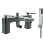 Badkraan opbouw mat antraciet inclusief handdouche chrome - Helston Eastbrook Badkraan opbouw mat antraciet inclusief handdouche chrome - Helston Eastbrook