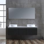 Badkamermeubelset 160x45x48cm Donker grijs incl. spiegel - Milano 1600pro6 STONEART Badkamermeubelset 160x45x48cm Donker grijs incl. spiegel - Milano 1600pro6 STONEART