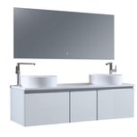 Badkamermeubelset 160x45x48cm Wit incl. spiegel - Milano 1600pro6 STONEART Badkamermeubelset 160x45x48cm Wit incl. spiegel - Milano 1600pro6 STONEART