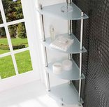 Davos chrome hoekrekje met melkglazen plankjes - Eastbrook Davos chrome hoekrekje met melkglazen plankjes - Eastbrook