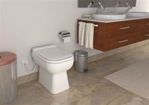 Sanibroyeur Sanicompact Luxe Eco+ Staand Toilet Met Zitting, Wit Sanibroyeur Sanicompact Luxe Eco+ Staand Toilet Met Zitting, Wit